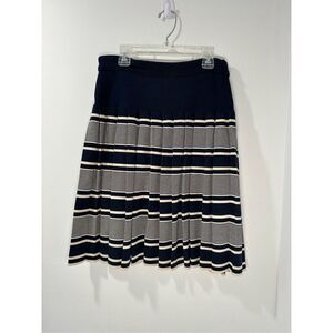 Tory Burch pleated navy/white stretch waist women sweater skirt size XS #8-1825